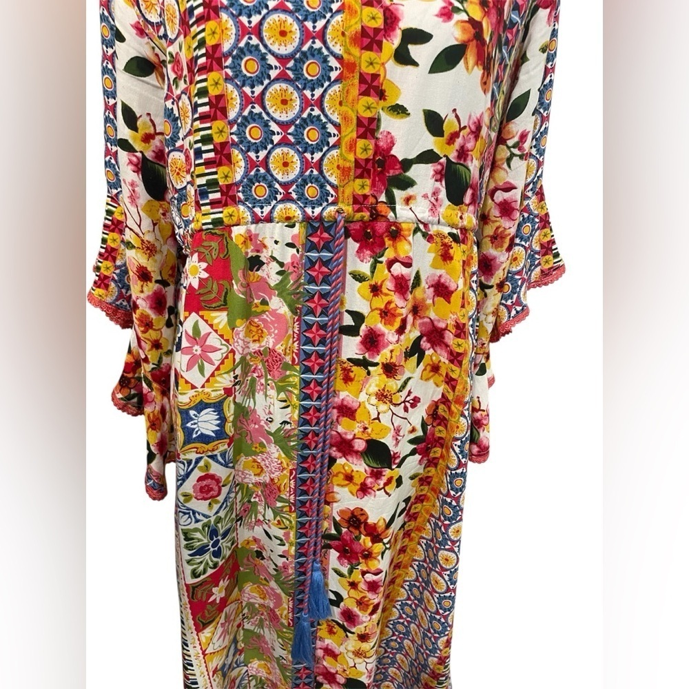 NAUDIC Maxi Bohemian Sundress with Flutter Sleeves 100% Viscose EUC - Picture 6 of 13